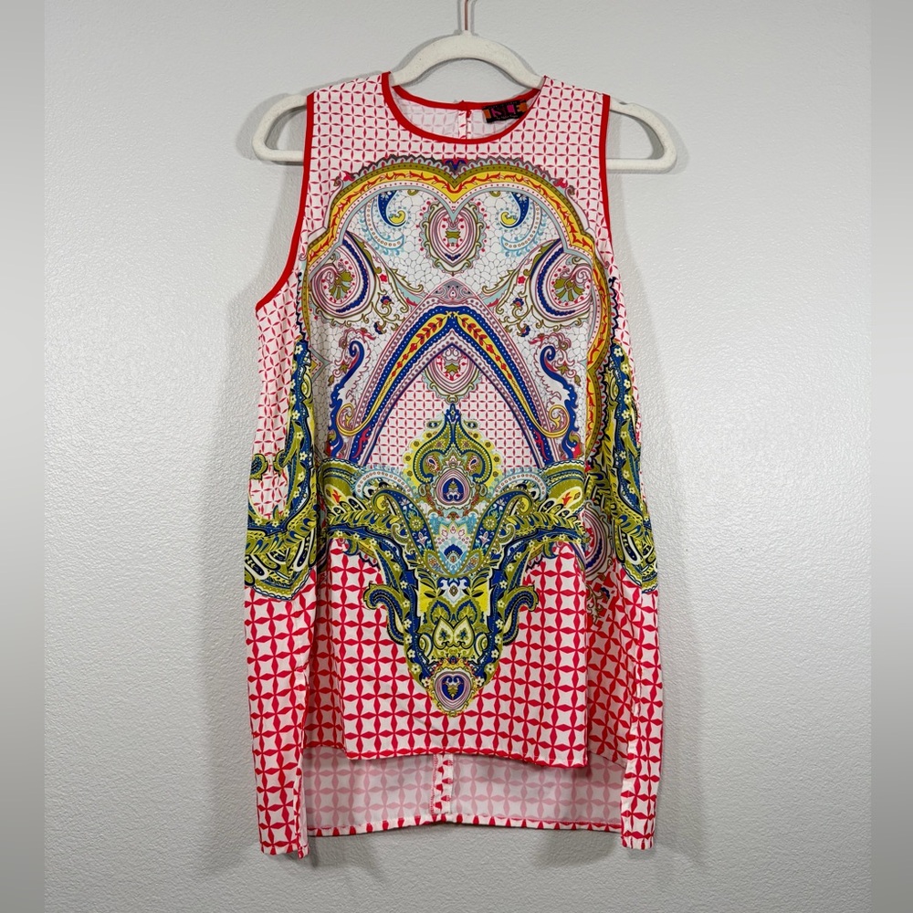 ISLE by Melis Kozan Shirt Sleeveless Tank Top Colorful Paisley Turkey Women M